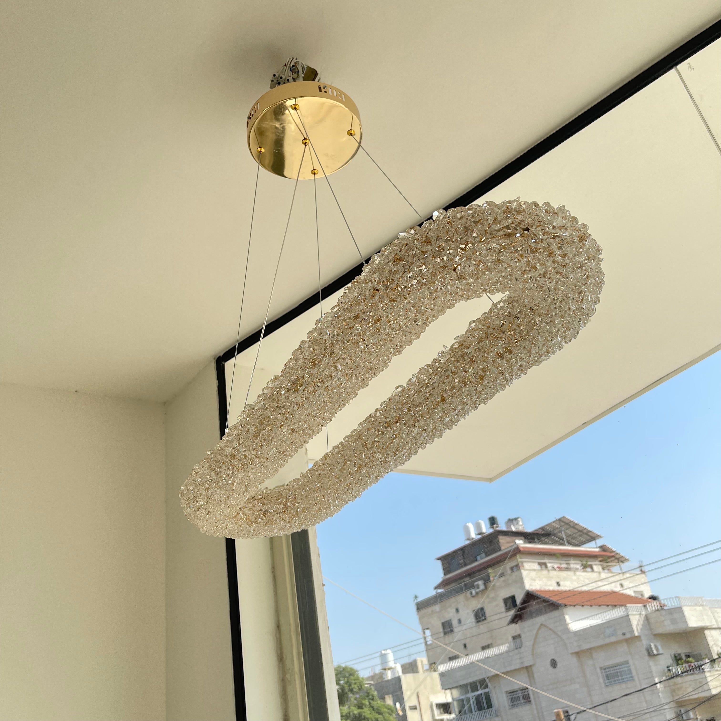 ثريا كريستال بار ليد حجم 80سم 3 ألوان اضاءة