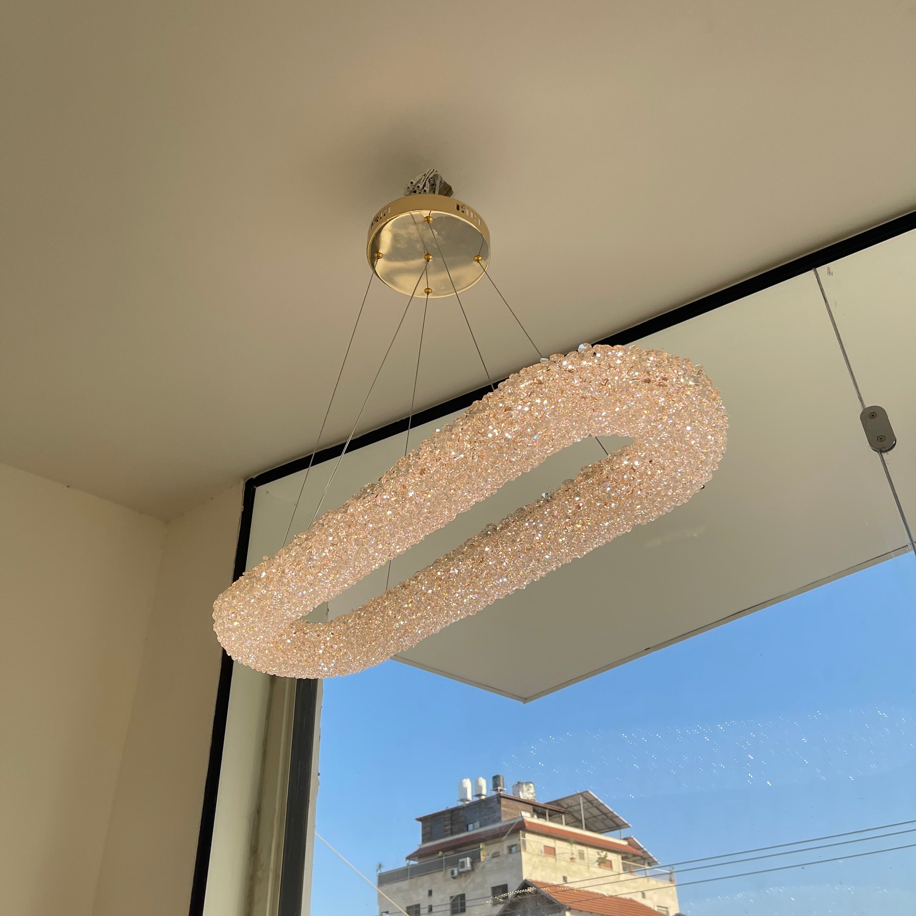 ثريا كريستال بار ليد حجم 80سم 3 ألوان اضاءة