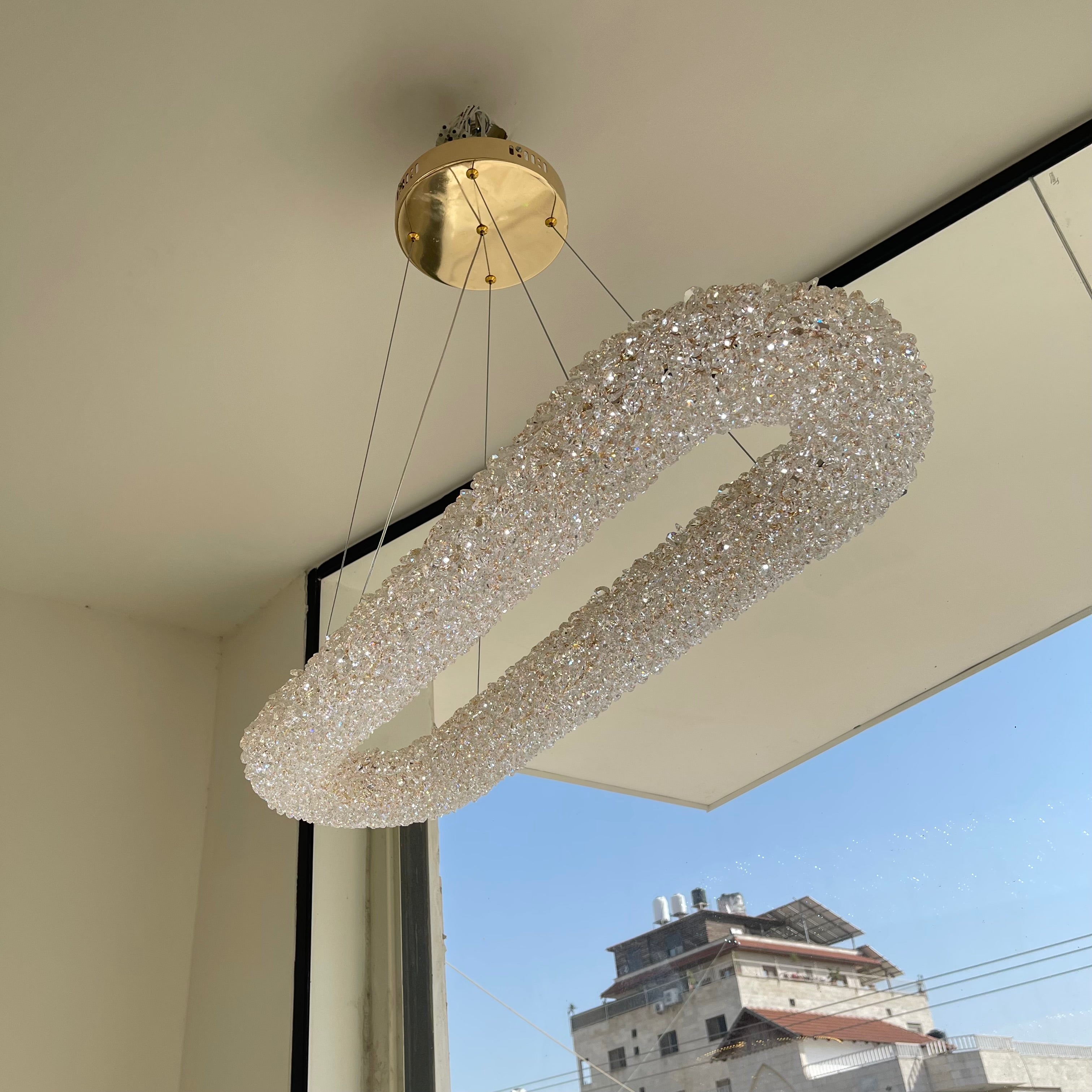 ثريا كريستال بار ليد حجم 80سم 3 ألوان اضاءة