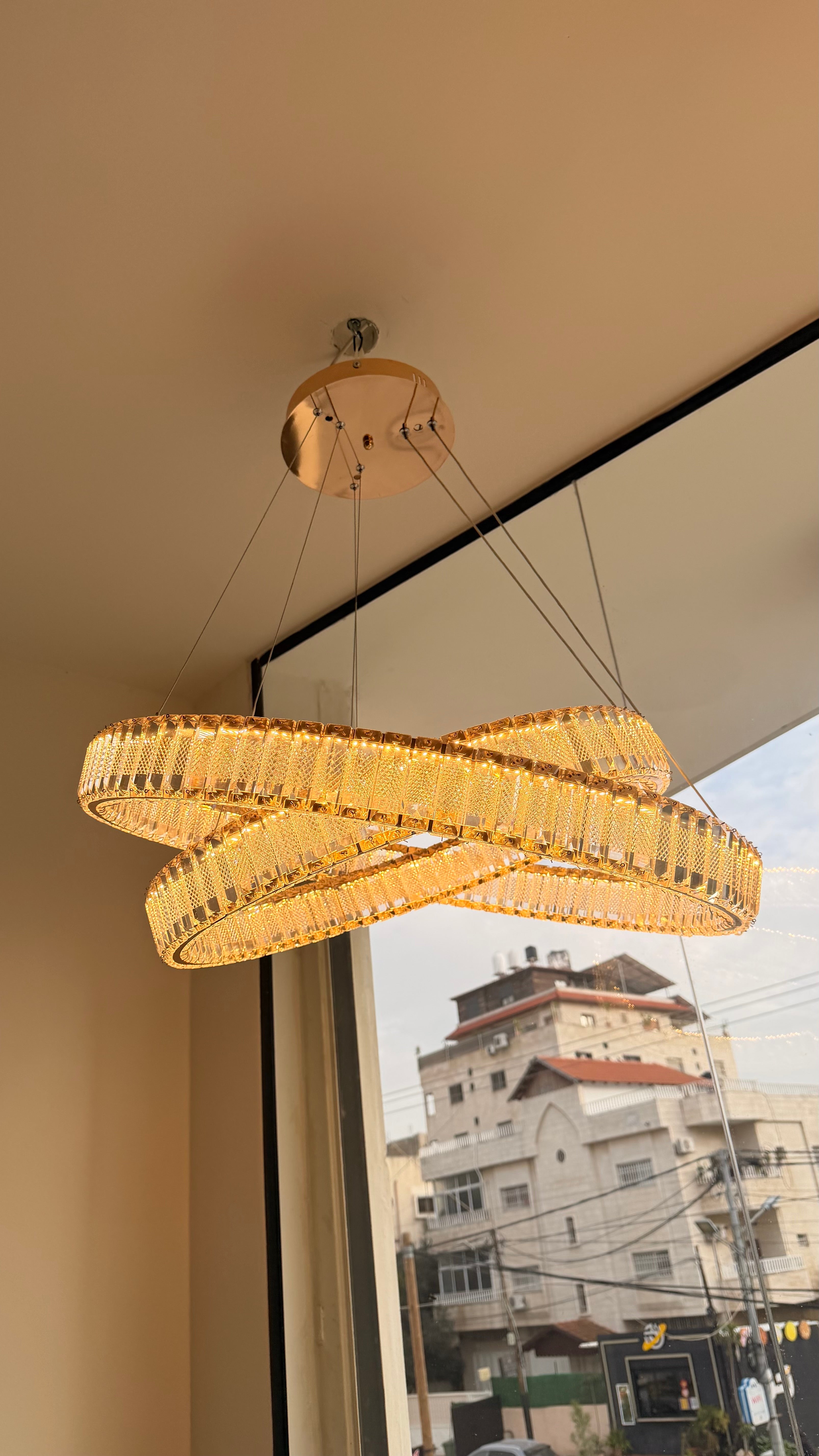 ثريا كريستال ذهبي حجم 80cm /60